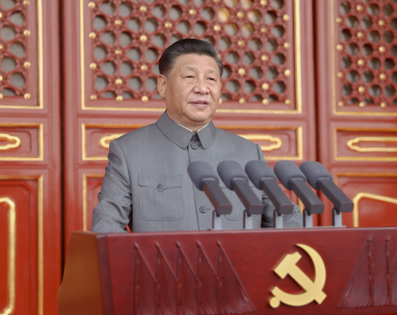 7月1日，慶祝中國(guó)共產(chǎn)黨成立100周年大會(huì)在北京天安門廣場(chǎng)隆重舉行。中共中央總書記、國(guó)家主席、中央軍委主席習(xí)近平發(fā)表重要講話。新華社記者 鞠鵬 攝